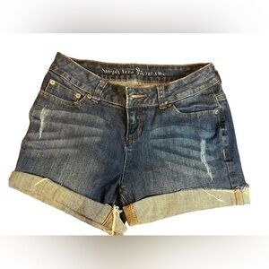 Simply Vera Vera Wang Roll Cuff Blue Jean Shorts Denim Stretch Size 4